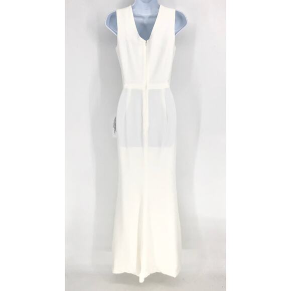 DRESS THE POPULATION Sandra Trumpet Gown Dress Small White Stretch Crepe NWT - Picture 8 of 13